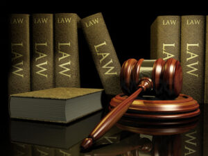Gavel next to law books